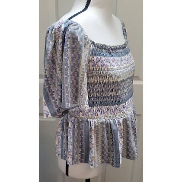 Gypsies & Moondust Smocked Peplum Top Size XL Off Shoulder - Picture 5 of 9